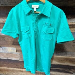 Diesel Men’s Turquoise Green Short-Sleeve Polo Shirt